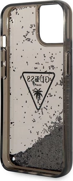 Mbështjellës Guess GUHCP14SLFCTPK për iPhone 14 6.1", Liquid Glitter Palm, i zi