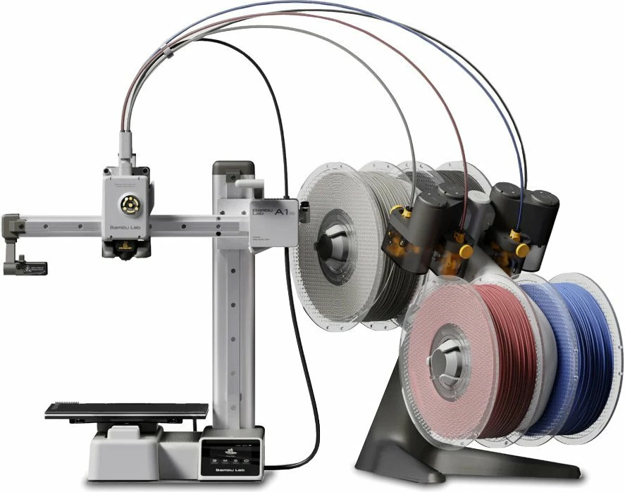 Printer 3D Bambu Lab A1 mini Combo, 180x180x180 mm, AMS lite 4-spula/4-ngjyra, grykë 0.4 mm, Wi‑Fi, kamerë 1080p, bardhë/gri, Combo me AMS lite (BML-24565)