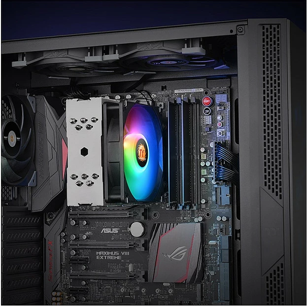 Cooler Thermaltake UX 210 ARGB, 12cm, për procesor, me drita RGB, zi/bardhë