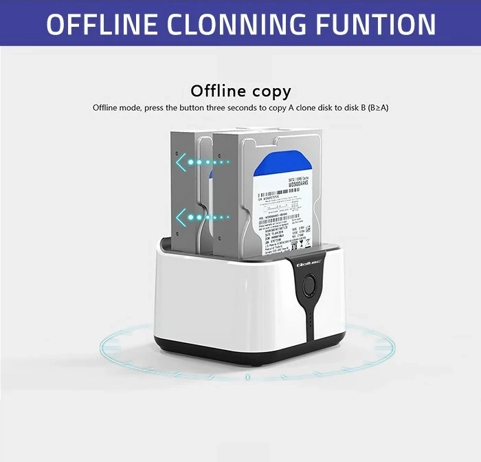 Stacion docking Qoltec 50309, HDD SSD 2.5" 3.5", USB 3.0, Bardhë