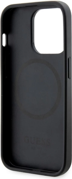 Mbështjellës Guess GUHMP14LP4RPSK për iPhone 14 Pro 6.1", hardcase, MagSafe, zi