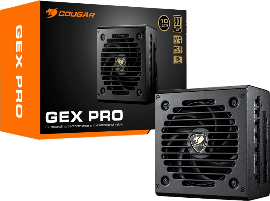 PSU COUGAR GEX PRO 850, 850W, 80 Plus Gold, fully modular, ATX, PCIe 5.0 12VHPWR, e zezë