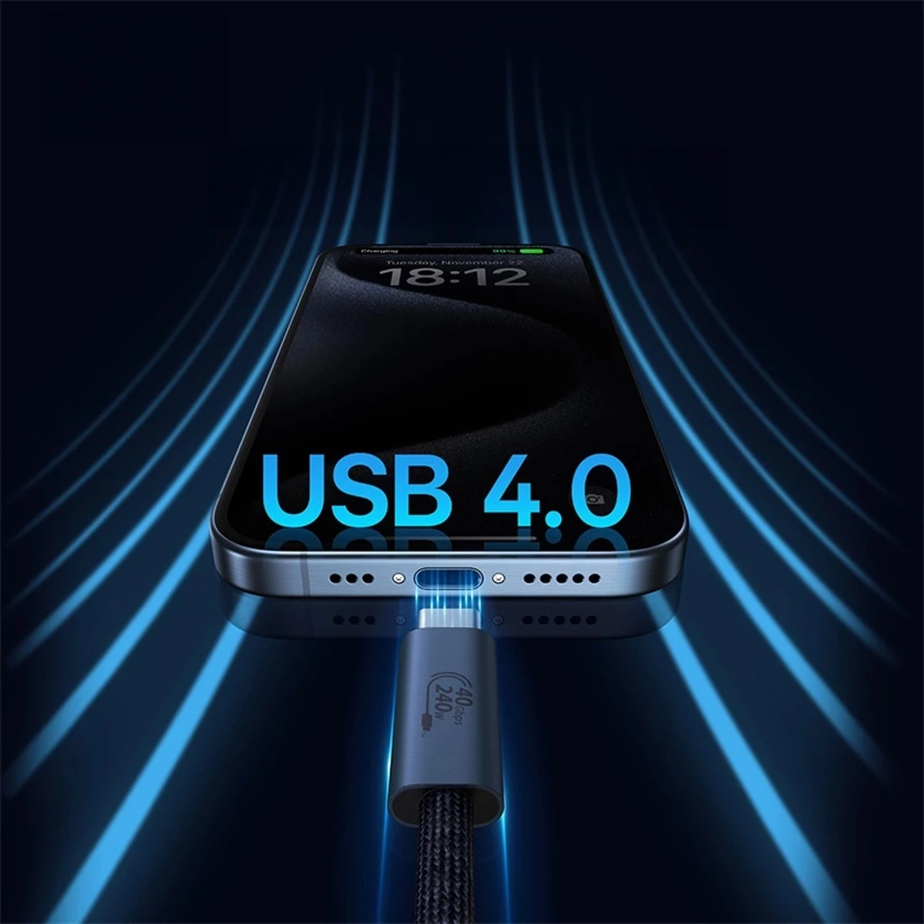 Kabllo USB-C Baseus CB000068, 1m, 240W, 8K 60Hz, e zezë