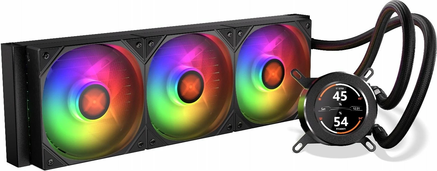 Ftohës me ujë Krux HydroGlance 360 ARGB LCD KRXE004, radiator 360mm, 3x120mm PWM