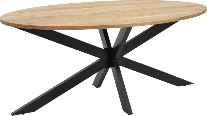 Tavolinë Bonre dru akacie natyrale-këmbë metalike e zezë 175x96x76cm