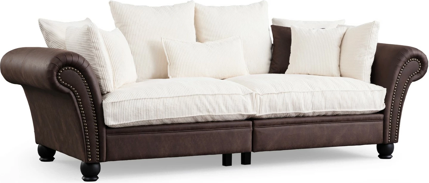 Divan treshe Atelier del Sofa, Lawrence Lounge, kafe dhe bardhë