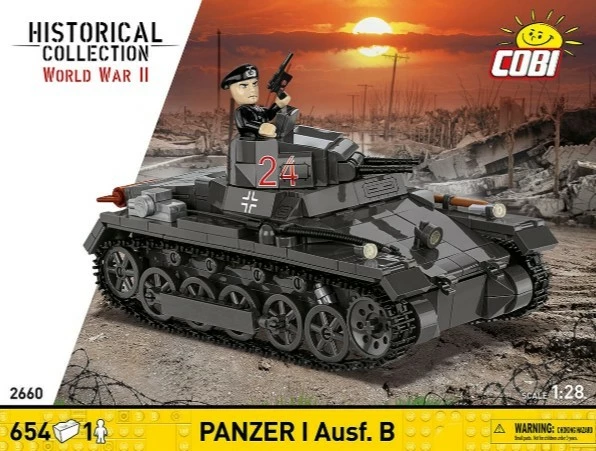 Set blloqesh ndërtimi COBI Panzer I Ausf. B 2660 1:28 654 pjesë me 1 figurë gri e errët
