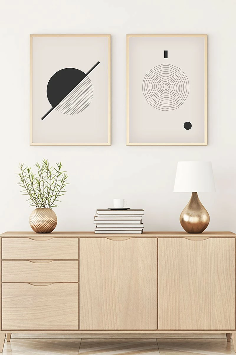 Pikturë dekorative me kornizë, MDF, set prej 2 copash, Wallity, Huhu85, 30x40cm