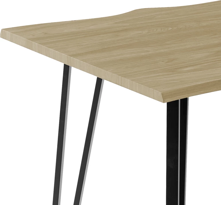 Tavolinë ngrënie Izzac me sipërfaqe MDF në sonoma - këmbë metalike të zeza 140x80x76 cm