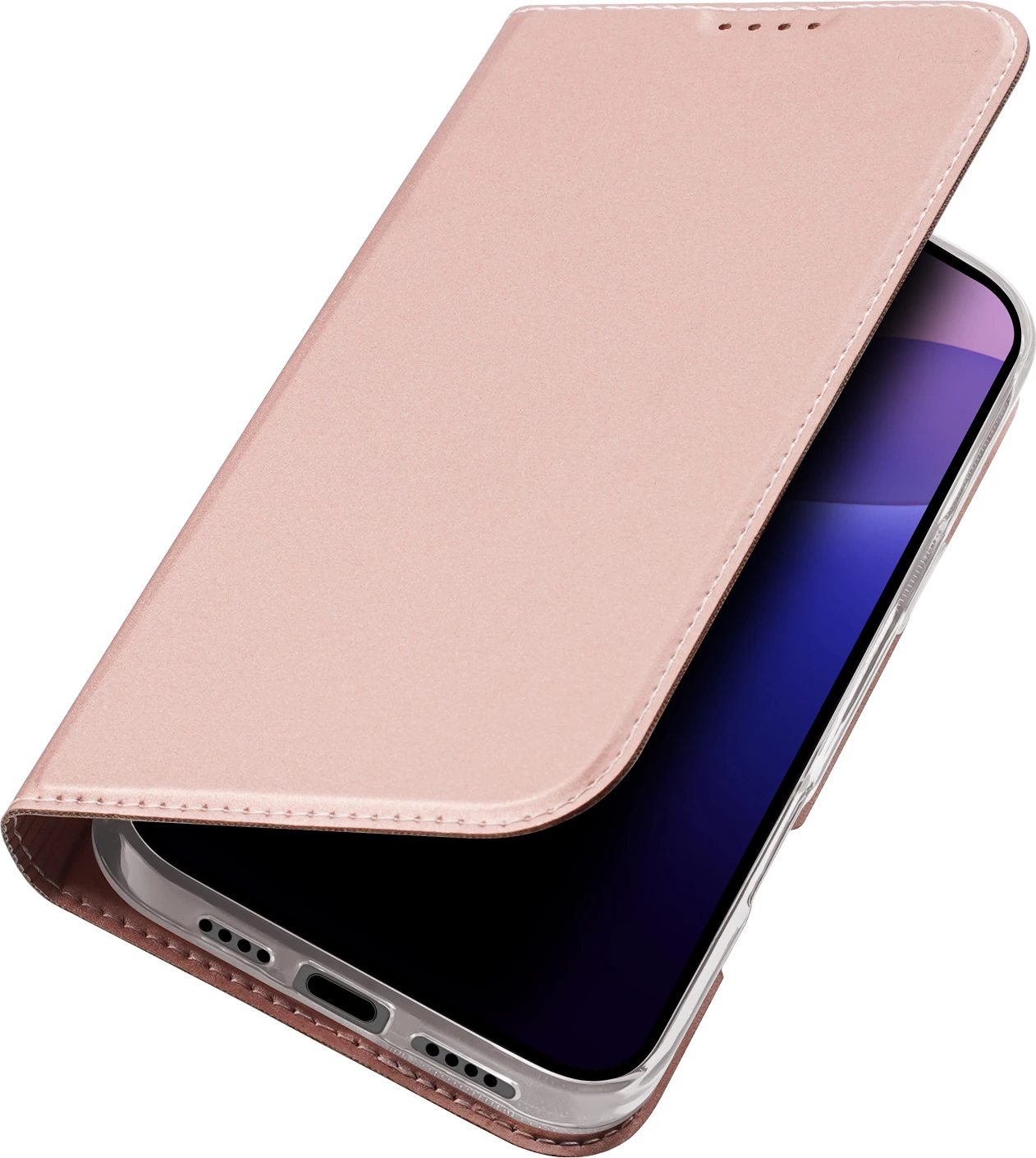 Mbështjellës Dux Ducis Skin Pro për iPhone 16 Pro Max, me kapak dhe xhep për kartela, Rozë