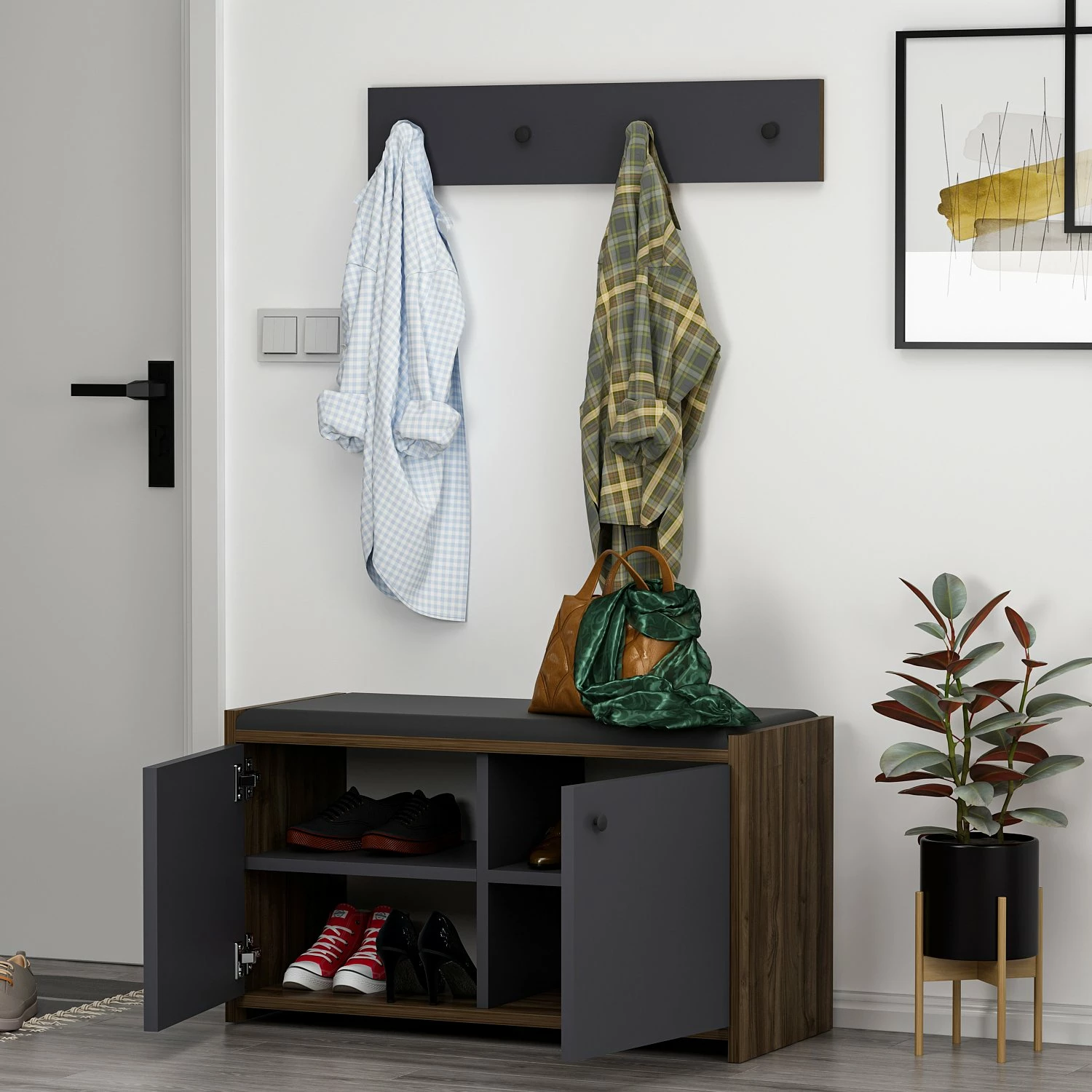Dollap këpucësh Hanah Home, Zen, antracit