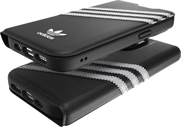 Mbështjellës Adidas OR Booklet Case PU për iPhone 14 Pro, e zezë/e bardhë