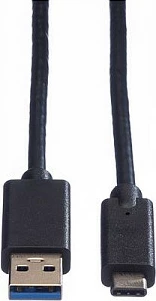 Kabllo USB ROLINE 11.44.9011, USB-A në USB-C, 1 m, USB 3.2 Gen 1 5 Gbit/s, e zezë