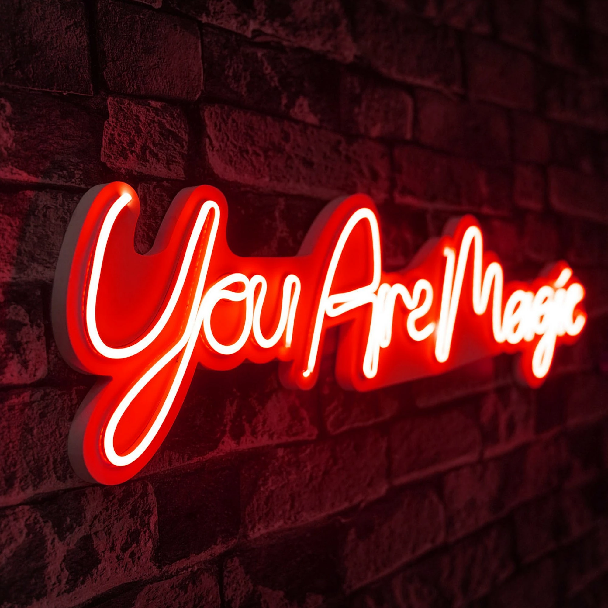 Dritë dekorative murale LED, plastikë, 'You Are Magic', e kuqe