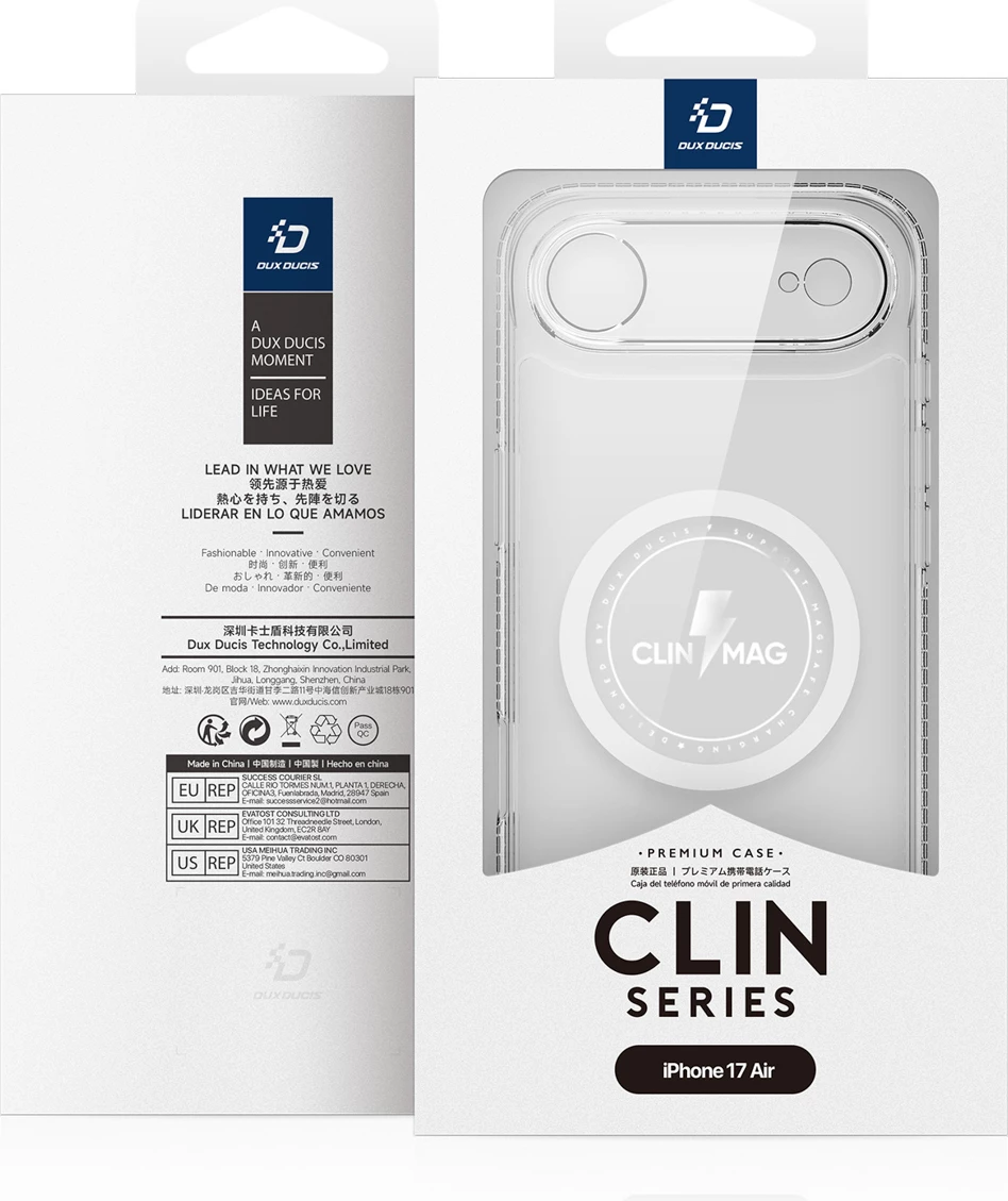 Mbështjellës Dux Ducis Clin Mag për iPhone 17 Air, MagSafe, Transparent