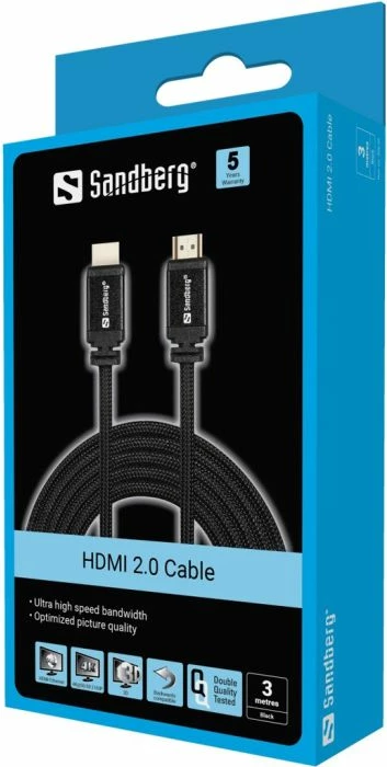 Kabllo HDMI SANDBERG 508-99 HDMI 2.0 4K@60Hz eARC 3m, e zezë