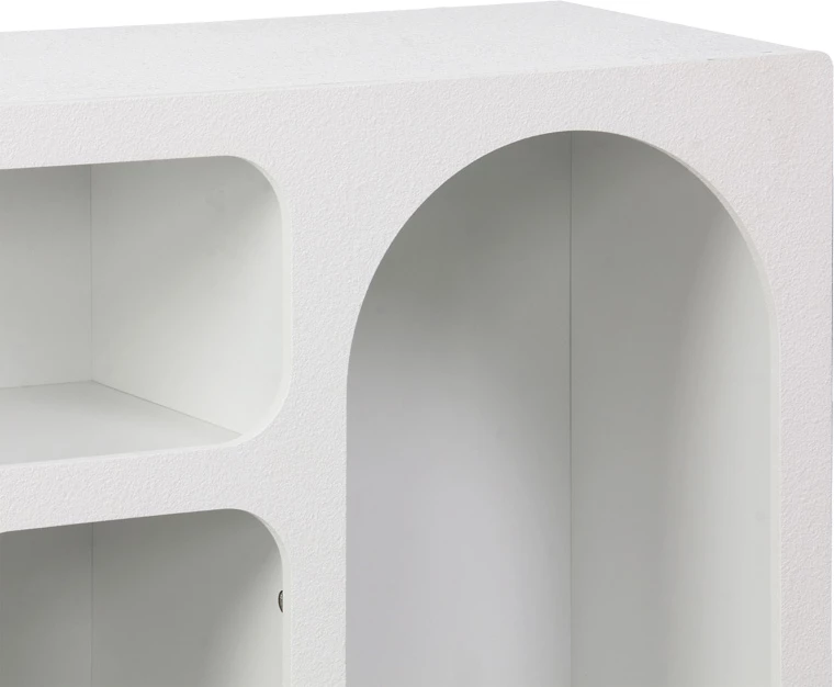 Bufe Emersi me rafte, MDF, ngjyrë e bardhë, 164x34x76cm