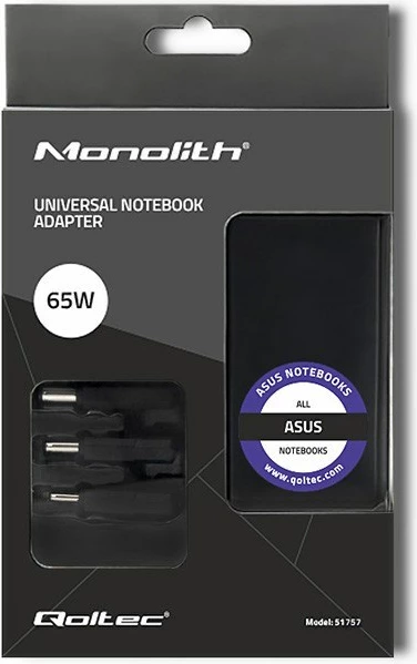 Karikues laptopi Qoltec 51757, 65W, i zi