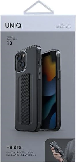 Mbështjellës UNIQ Heldro për iPhone 13, me rrip FlexGrip, Gri