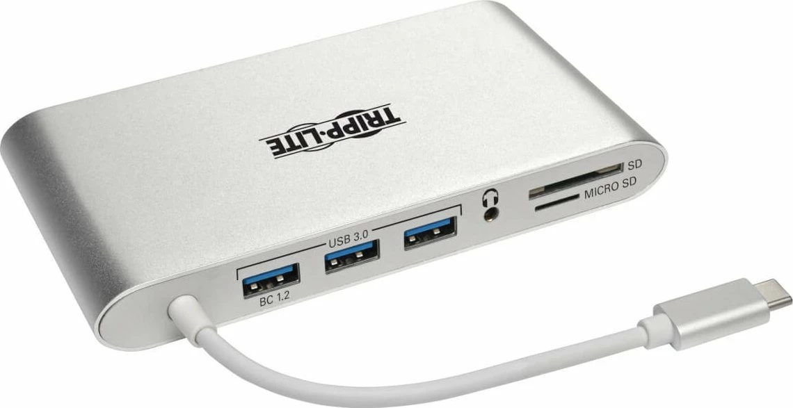 Stacion docking Eaton Tripp Lite U442-DOCK1 USB-C, 4K HDMI/mDP, VGA, 3x USB 3.0, GbE, SD/microSD, PD 100W, argjend