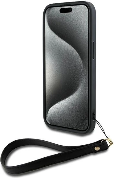 Mbështjellës DKNY Wrist Strap Stock Logo për iPhone 14/15/13, e zezë