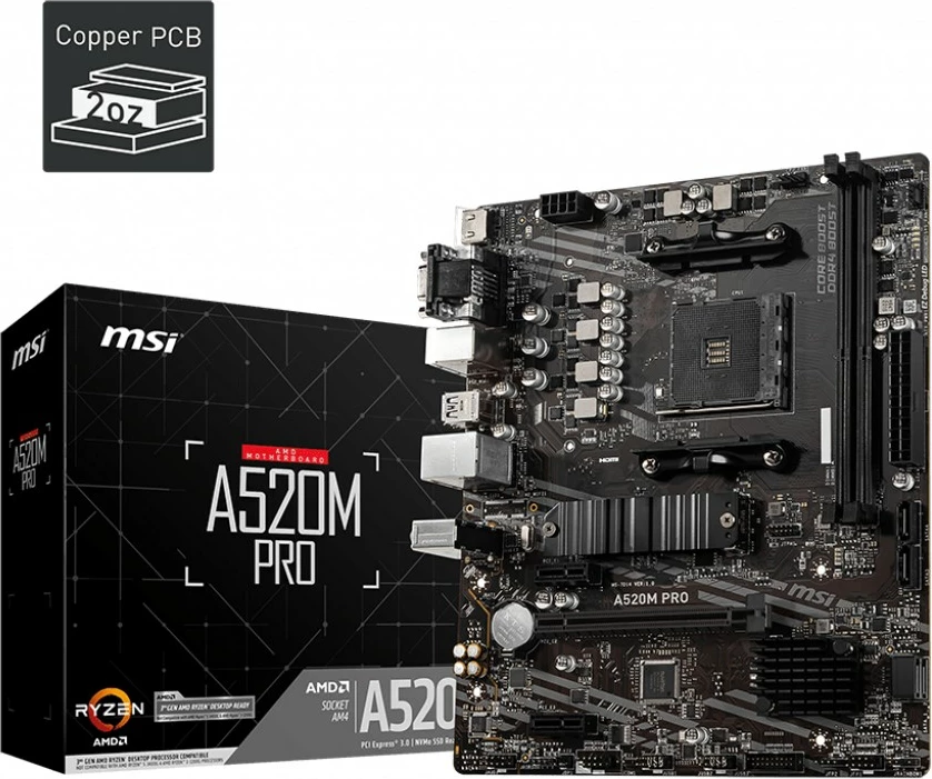 Pllakë amë MSI A520M PRO, Socket AM4, micro ATX