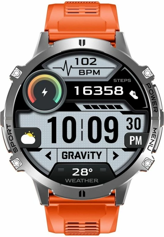 Smartwatch Gravity GT42-4 për meshkuj, rrip grafit + byzylyk