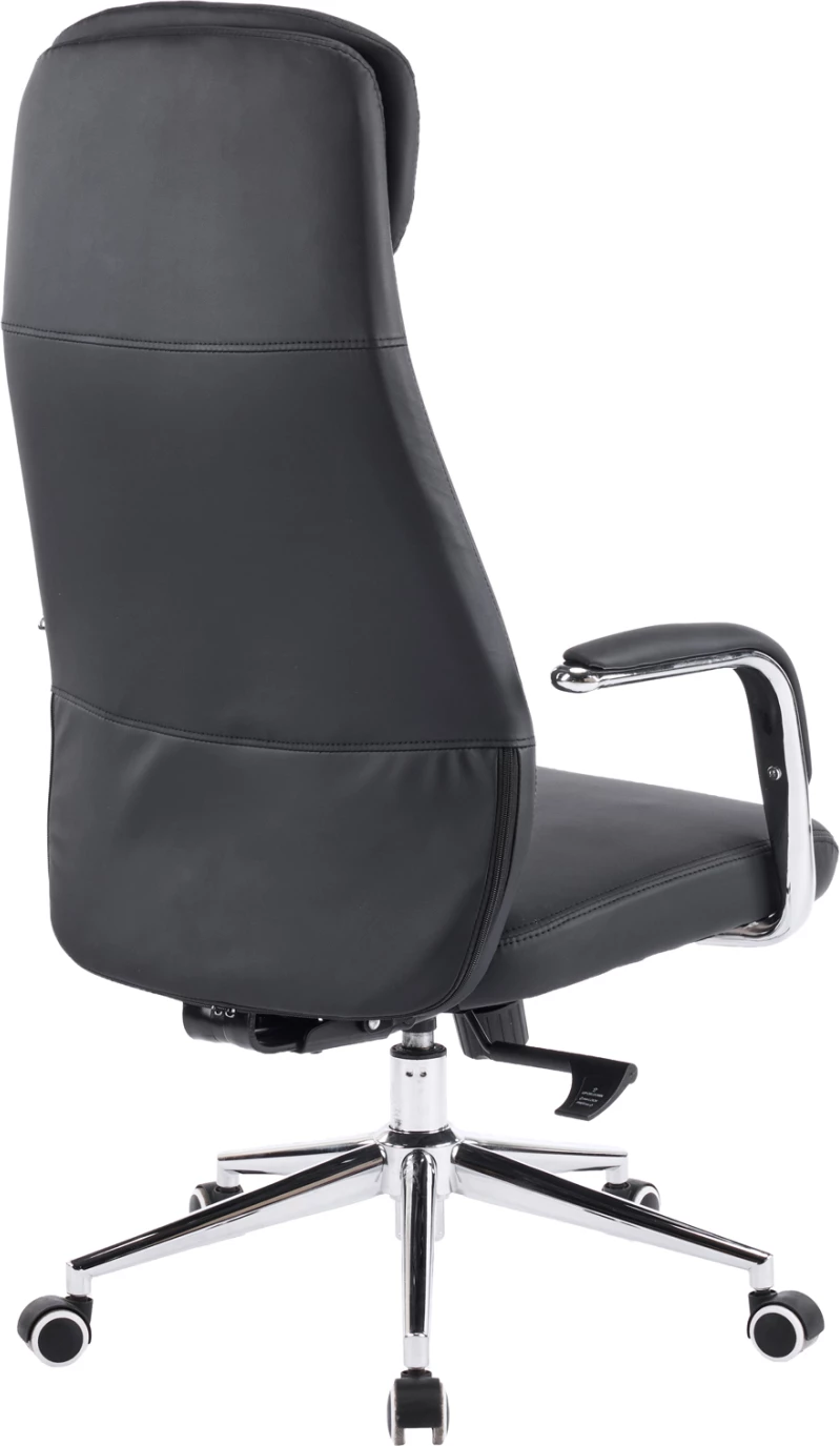 Karrige zyre SONTY, lëkurë PU e zezë, bazë kromi, FH18354.01, 64x68x125cm