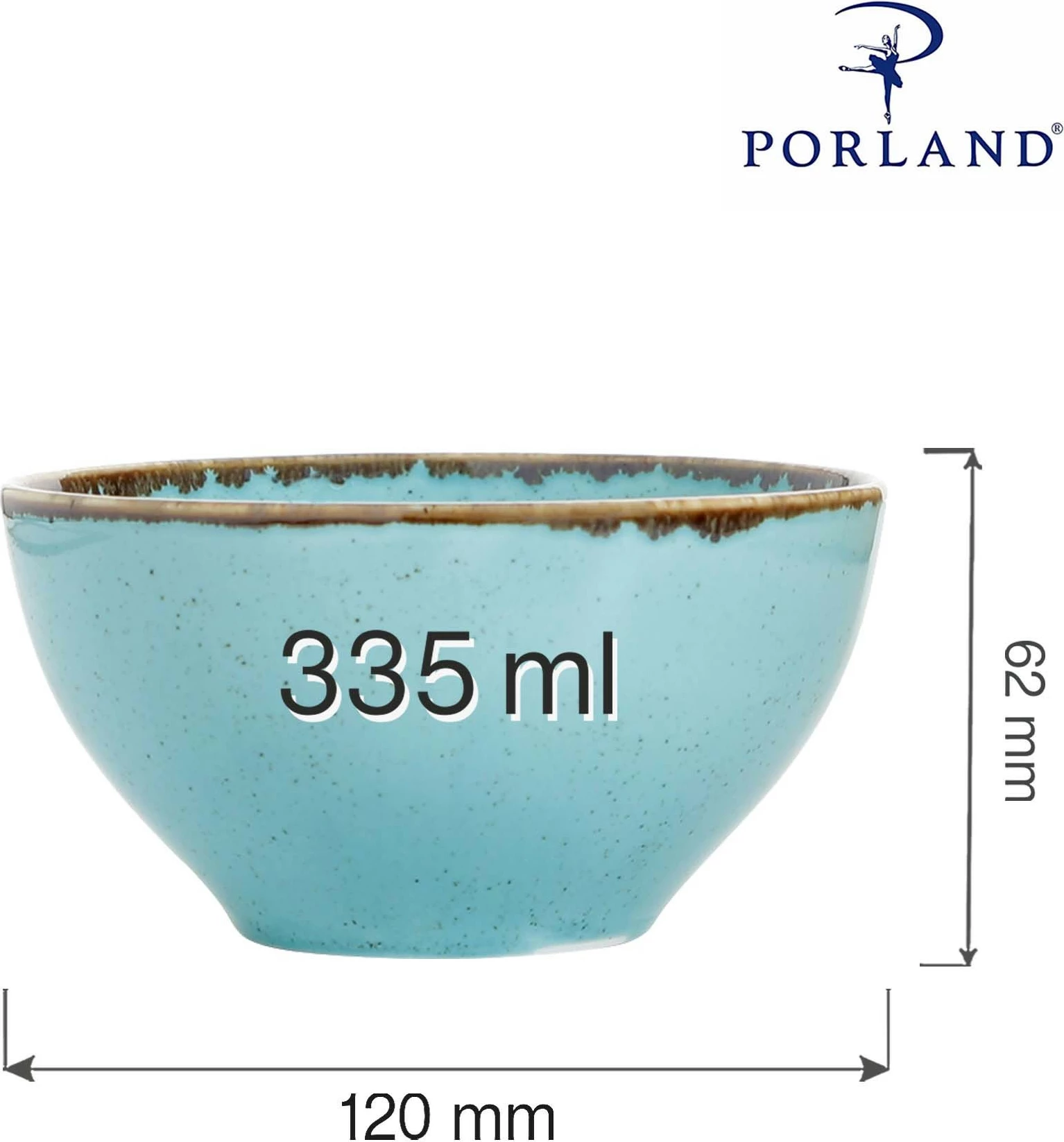 Tas Porland Seasons Laguna 335 ml Ø120 mm, kaltër qielli, set 6 copë