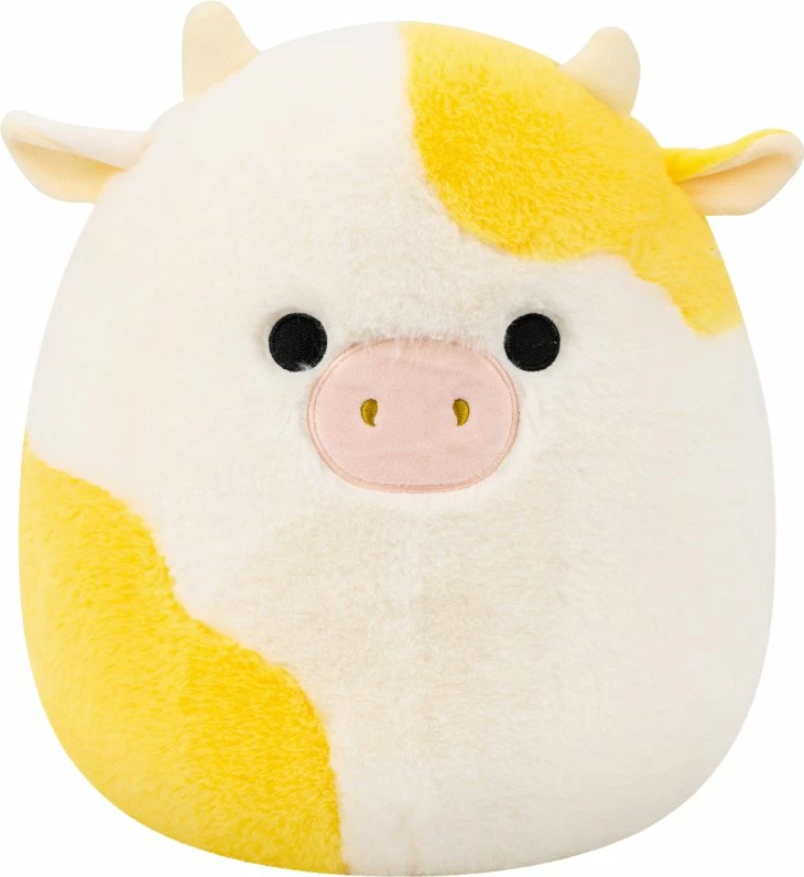 Lodër pellushi Squishmallows Fuzz A Mallows Bodie Cow 30 cm, bardhë/verdhë
