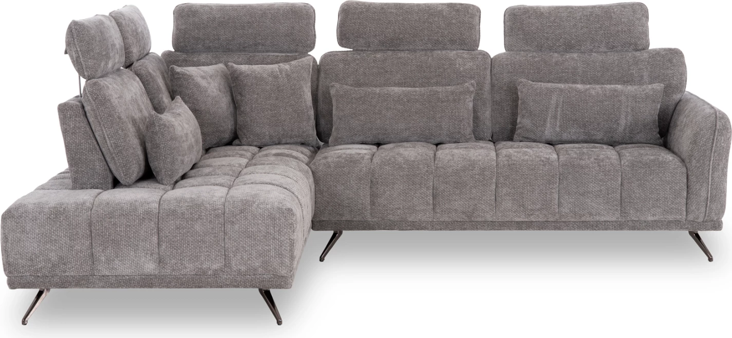 Këndare 5-vendëshe Myron, kënd i majtë, material stof gri, 290x110-225x110H