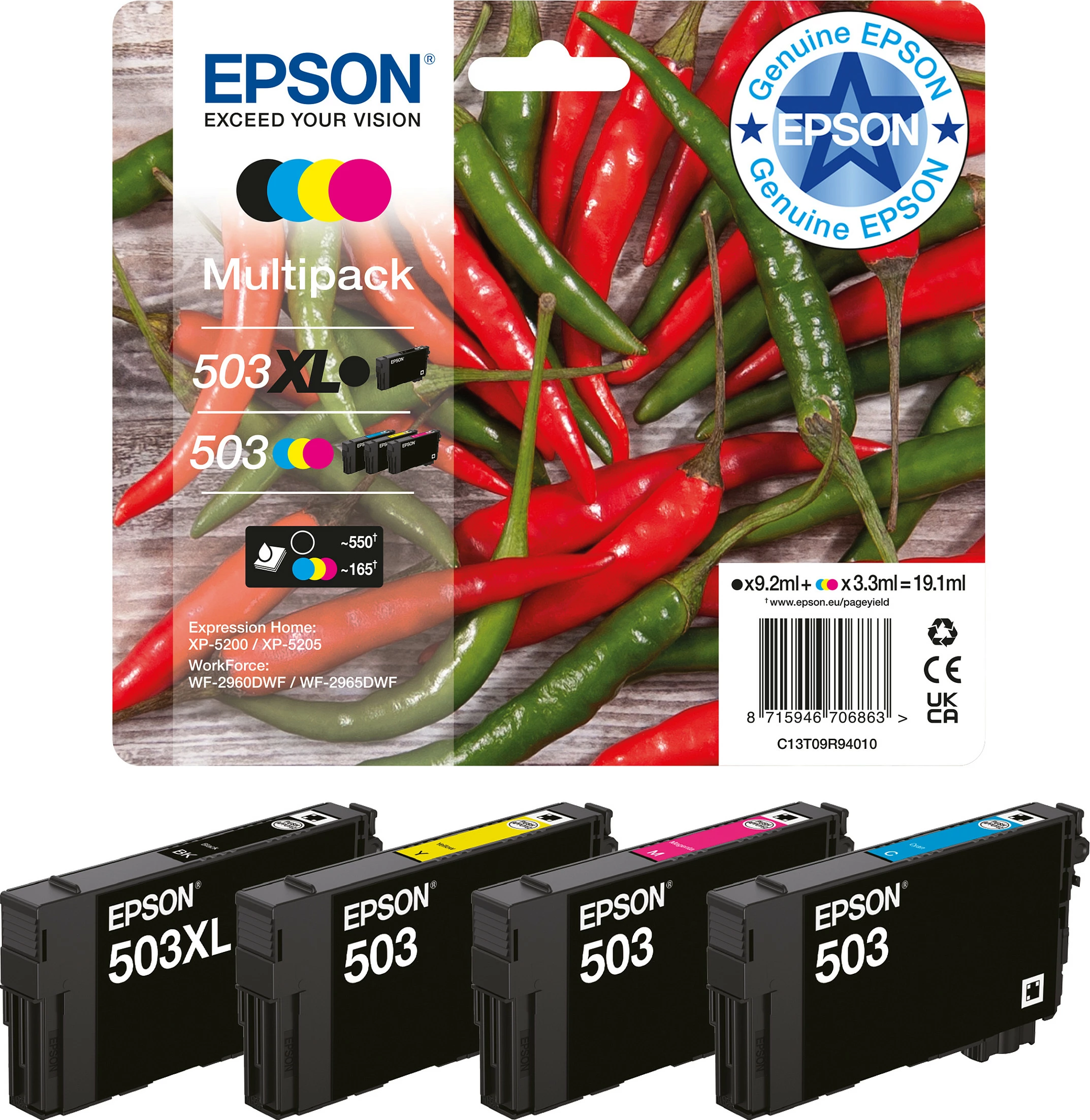 Kartrix boje Epson 503XL Cyan, 6.4 ml, High Yield (XL)