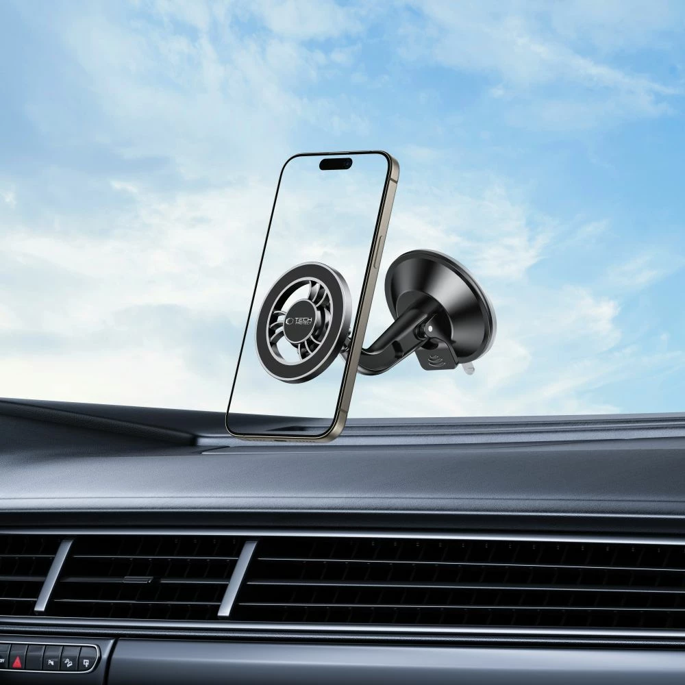 Mbajtës magnetik për veturë Tech-Protect N56, MagSafe, për kokpit ose xham, i zi