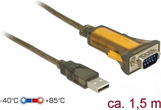 Adapter kabllo USB-A në Serial RS-232 DeLOCK 65840, 1.5 m, DB-9, i zi/verdhë