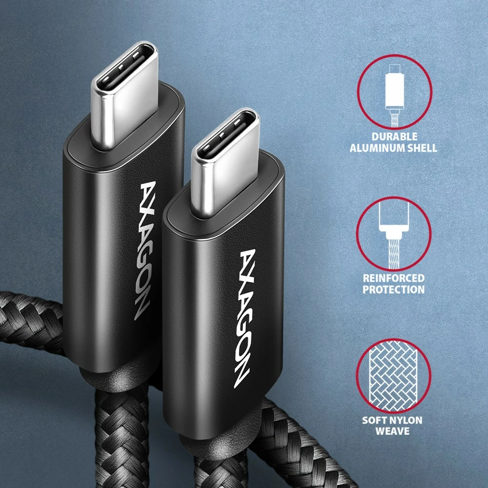 Kabllo USB-C në USB-C AXAGON BUCM2-CM30AB, 3m, 240W, e zezë