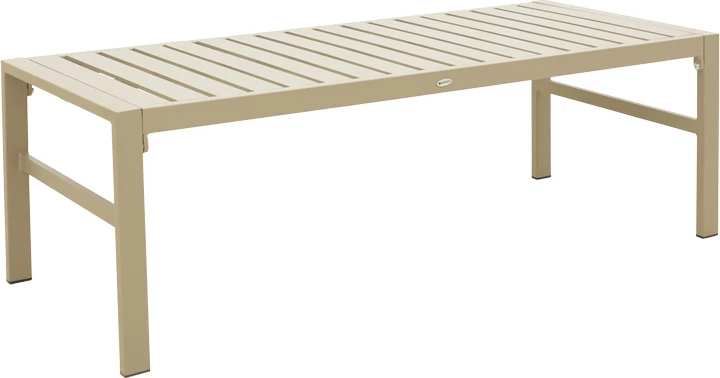 Set lounge për jashtë, 4 pjesë, kornizë alumini, ngjyrë kapuçino, jastëkë gri-bezhë