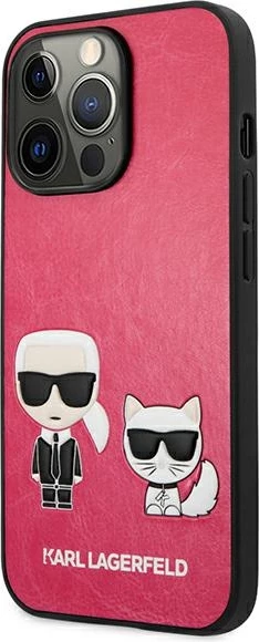 Mbështjellës Karl Lagerfeld KLHCP13LPCUSKCP për iPhone 13/13 Pro 6.1", Ikonik Karl & Choupette, fuksia