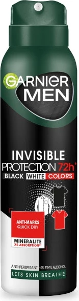 Spray antiperspirant Garnier Men Invisible Protection 72h për meshkuj, 150ml