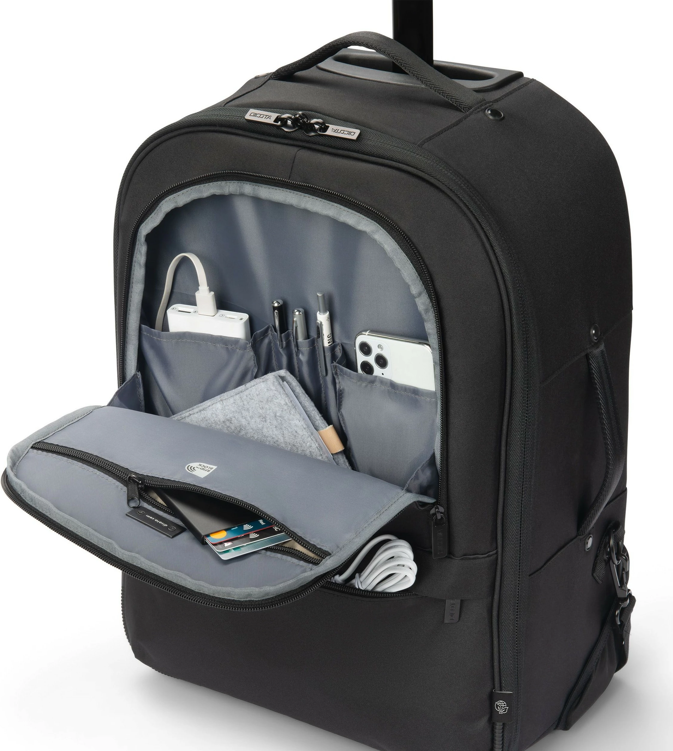 Shpinë DICOTA Eco CORE, 40.6 cm (16"), e zezë