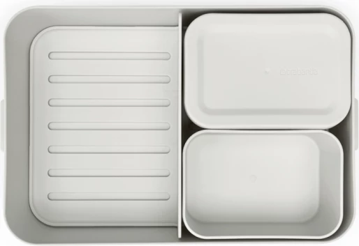 kuti dreke Brabantia 203503 2 L me dizajn bento, ndarës dhe 2 enë, gri e çelët