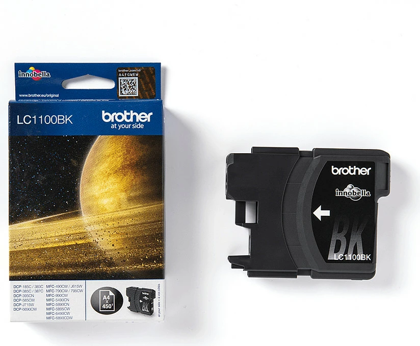 Toner Brother LC1100BK, 450 faqe, Paketë e vetme, E zezë