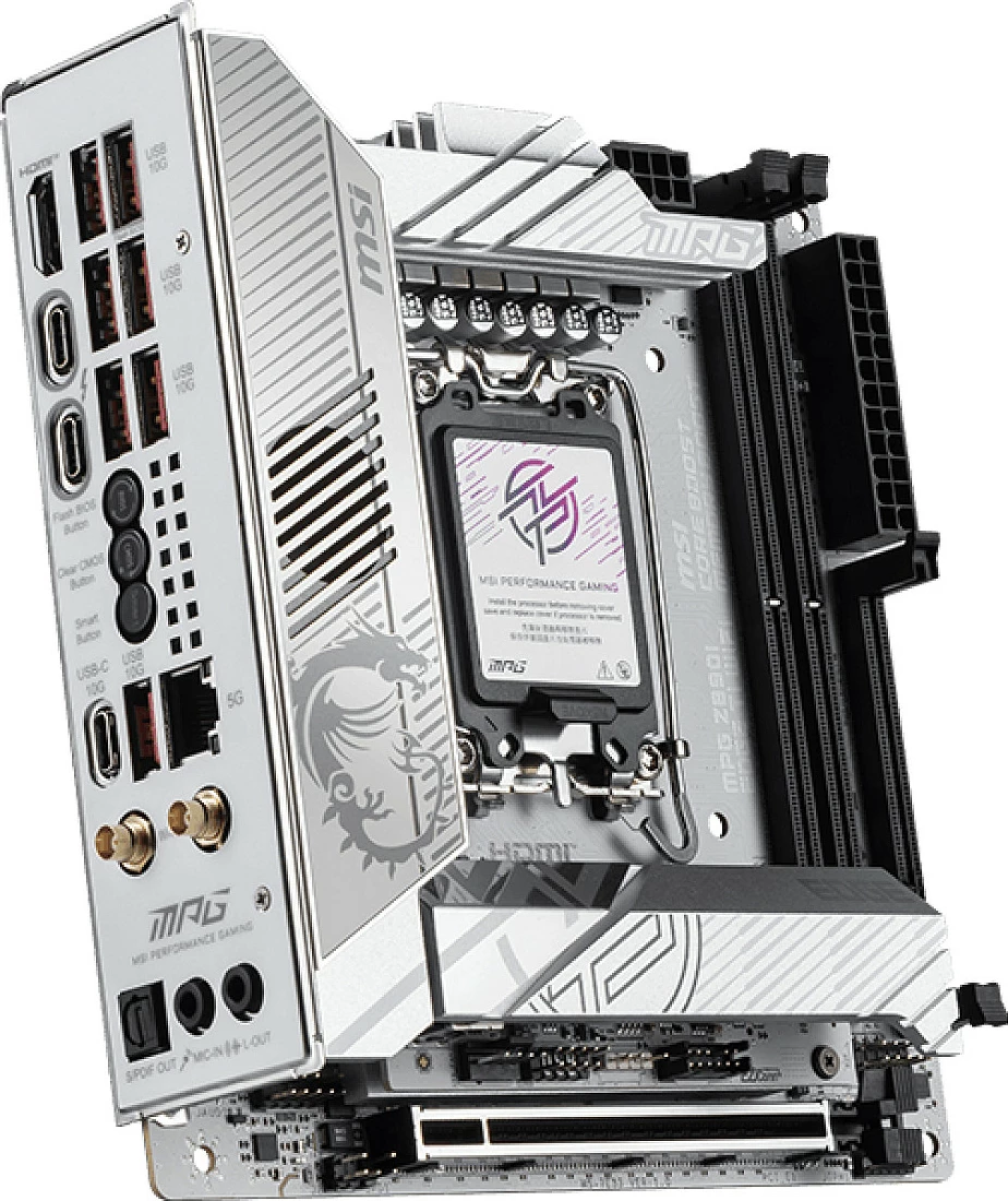 Pllakë amë MSI MPG Z890I EDGE TI WIFI, Intel, LGA 1851, 128 GB, DDR5-SDRAM, Bardhë