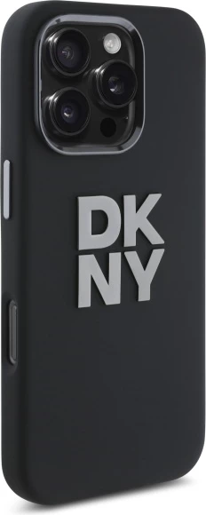 Mbështjellës DKNY Liquid Silicone Metal Logo për iPhone 16 Pro, i zi