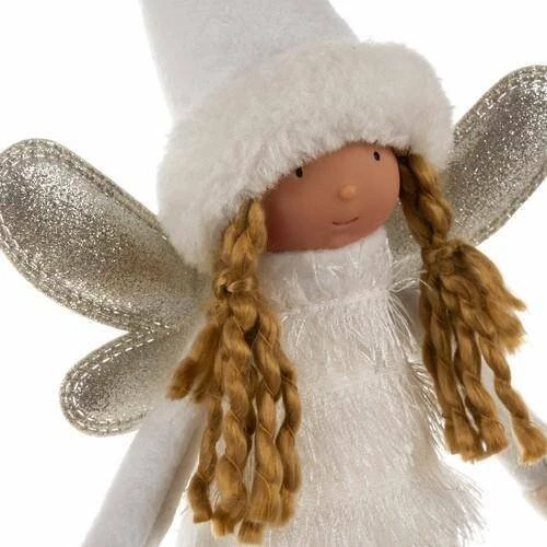 Figurinë dekoruese Krishtlindjesh Ruhhy 22342, zanë/engjëll me krahë me glitter, 40 cm, bardhë/argjend