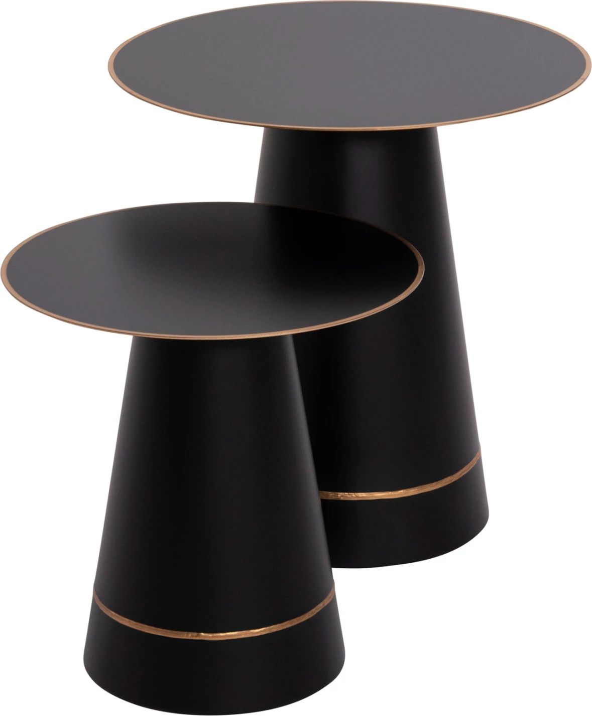 Tavolina kafeje 2 copë BALLI FH9996 rrethore metalike në të zezë Φ50 & Φ40 cm.