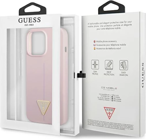 Mbështjellës Guess Silicone Triangle për iPhone 13 Pro Max 6.7", vjollcë