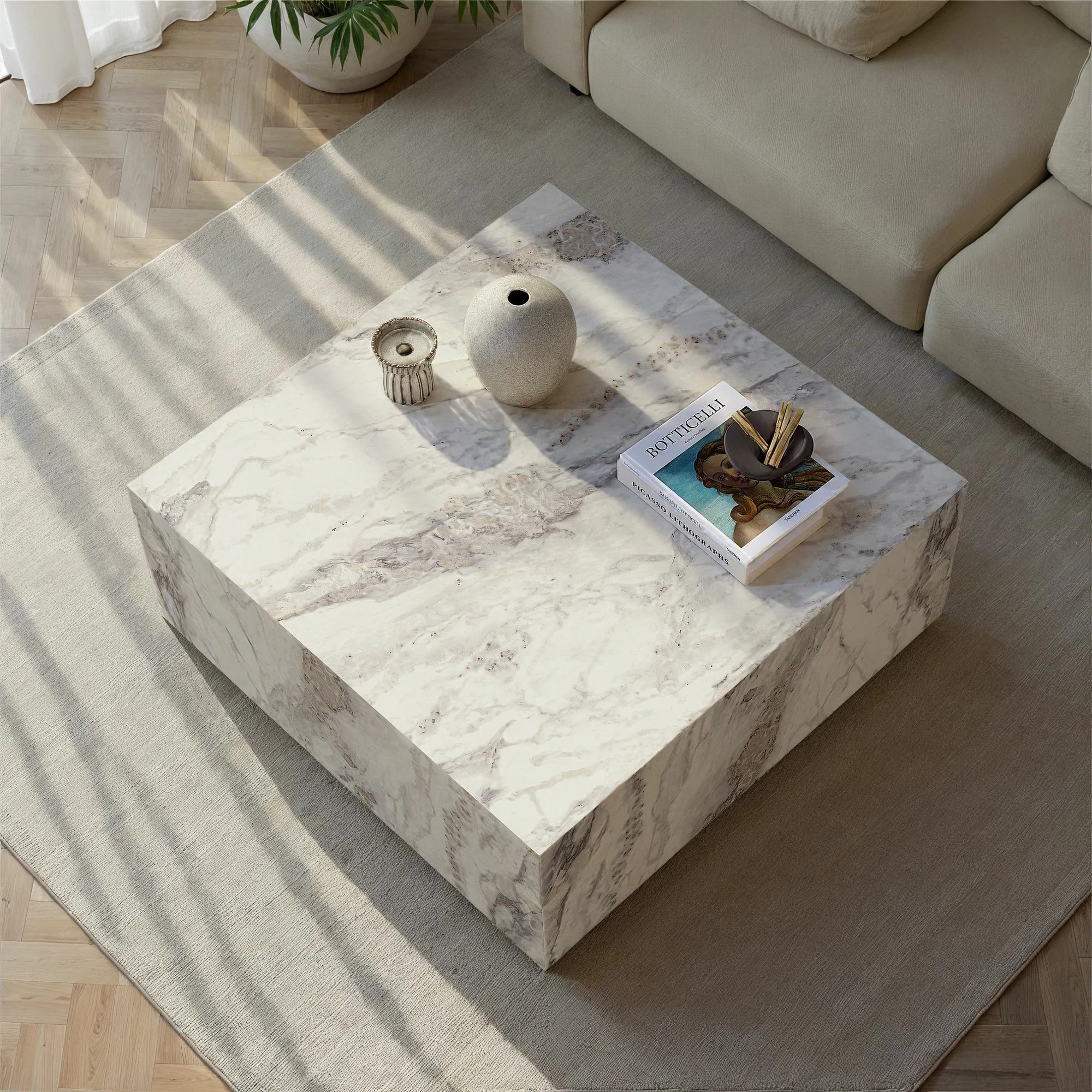 Tavolinë kafeje Nordure, Prizma, ngjyrë Freesia Marble