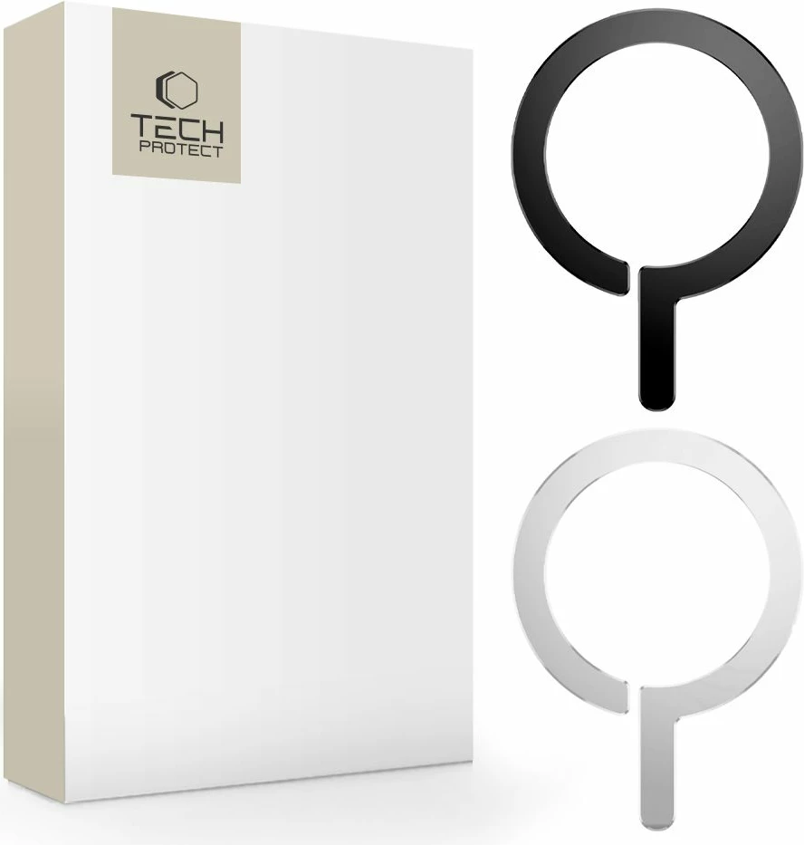 Unaza magnetike Tech-Protect MetalRing për MagSafe, set 2 copë, e zezë dhe argjendtë