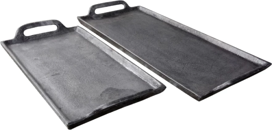 Set tabakash MINKAR, 2 copë, alumin, ngjyrë argjendi antike, 46x23x5 cm