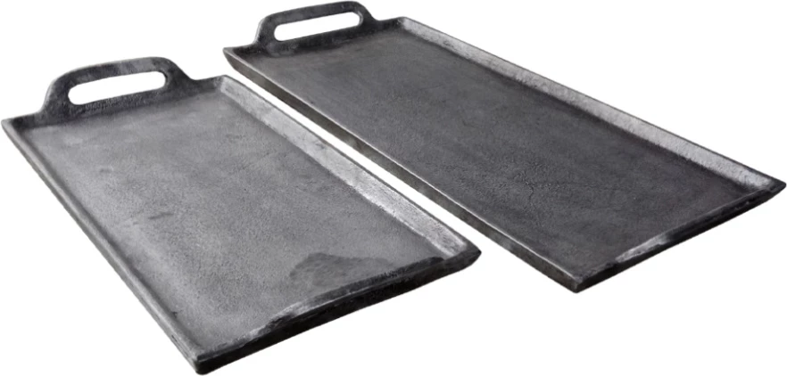 Set tabakash MINKAR, 2 copë, alumin, ngjyrë argjendi antike, 46x23x5 cm